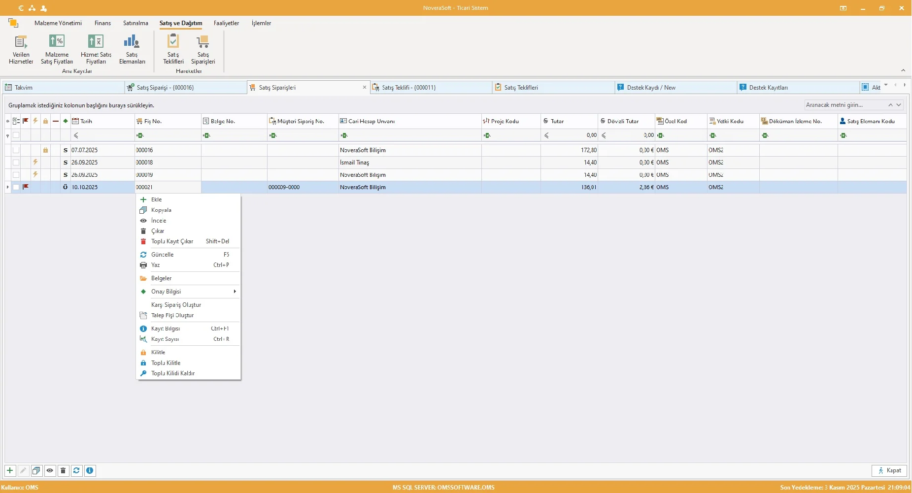 Satış Siparişleri