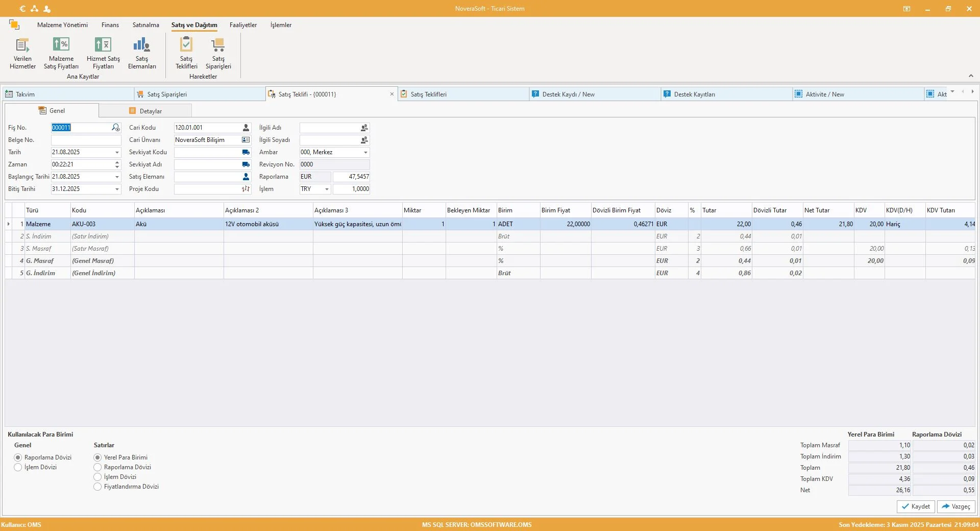 Satış Teklif Detayı